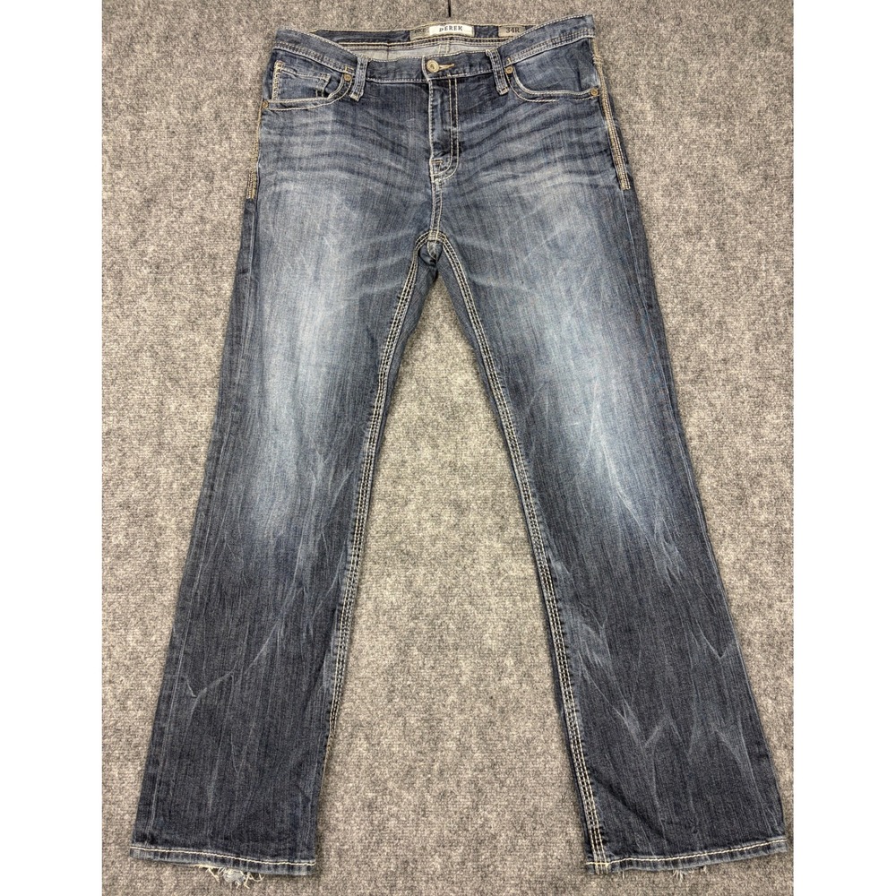 BKE Derek Straight Leg Jeans Mens 34R Medium Wash Distressed AVM12088